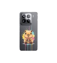 Xiaomi Mi 14 Pro ile Uyumlu Splash Kapibara Tasarımlı Şeffaf Silikon Kılıf