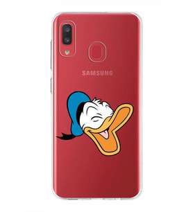 Samsung Galaxy A20  Kapak Donald Duck Tasarımlı Şeffaf Silikon Kılıf