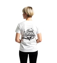 Kadın Retro Slogan Baskılı Kısa Kollu Tişört Bayram Temalı Günlük Rahat Kesim Modern Şık Konforlu
