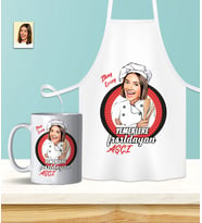Kişiye Özel En İyi Chef- Aşçı Karikatürlü Mutfak Önlüğü & Kupa Seti