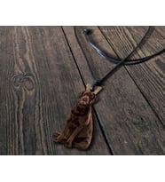 BK Gift Köpek Karikatürlü Deri İpli Ahşap Kolye, Sevgiliye Hediye, Doğum Günü Hediyesi, Sevgililer Günü Hediyesi-1