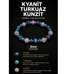 Kyanit Turkuaz Kunzit Doğal Taş Bileklik 8 mm Osmanlı Doğal Taş