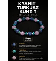 Kyanit Turkuaz Kunzit Doğal Taş Bileklik 8 mm Osmanlı Doğal Taş
