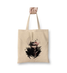 Tokyo Ghoul Ken Beyaz Bez Çanta Uzun Saplı Alışveriş Çantası Plaj Çantası