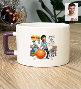 Kişiye Özel Karikatürlü Erkek Fizyoterapist Lüks Fincan Tıp Bayramı Hediyesi