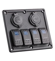 BFY Sigortalı Switch Panel USB + 12V Çakmaklık, 4 Anahtarlı (STD)