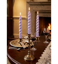 Burgu Şamdan 3'lü Mum - Mumelia Candles Doğal Soya Kutulu Dekoratif Mum - Mor