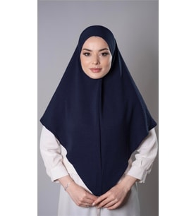Lacivert Pratik Hazır Geçmeli Tesettür Eşarp Aerobin Kumaş Düz Hijab 2309_02
