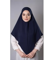 Lacivert Pratik Hazır Geçmeli Tesettür Eşarp Aerobin Kumaş Düz Hijab 2309_02