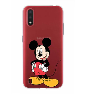 Samsung Galaxy A01  Kapak Mickey Mouse Tasarımlı Şeffaf Silikon Kılıf