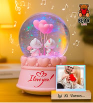 Sevgiliye Hediye Kişiye Özel Fotoğraflı Teddy Baby Işıklı Müzikli Kar Küresi