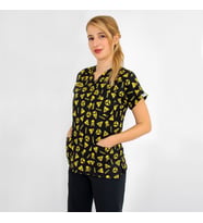 Unisex Radyoloji 1 Desenli Radyoloji Emar Tıbbi Görüntüleme  Scrubs Cerrahi Tek Üst  Forma (Siyah)