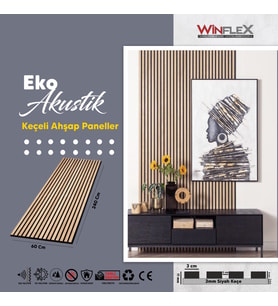 WİNFLEX  EKO KEÇELİ AKUSTİK AHŞAP PANELİ  – SAFİR MEŞE (60X240CM).