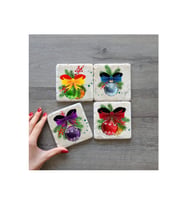 bilge tasarım Stone Decor Taş Bardak Altlığı 4'lü Set 10x10x1 Cm desenli