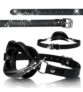 Deri Kemerli Siyah Yumuşak Silikon Dudak Esnek Esaret Ağız Tıkacı Black Open Mouth Lip Gag