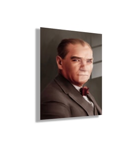 Cam Tablo Yan Persfektif Atatürk Portresi