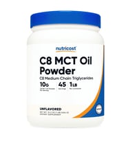 Nutricost C8 MCT Oil Powder 1LB (16.2oz) - 95% C8 MCT Oil 454gr. (Renksiz)