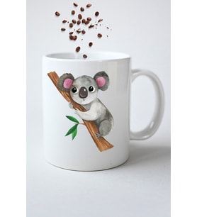 Cute Koala Baskılı Hediye Kupa Bardak Porselen Çay Kahve Fincanı