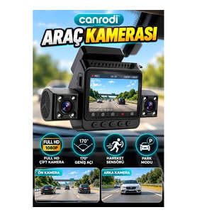 Full HD Araç İçi Ön Arka Kamera Sistemi – 170° Geniş Açı, Hareket Sensörü ve Park Modu