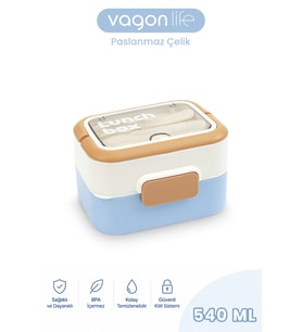 540 ML 2 Kat Paslanmaz Çelik Lunch box Yeni Nesil Sefer Tası Çatal & Kaşık FF6750-540