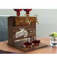 BK Gift Kişiye Özel Kabartma Motorsiklet Tasarımlı Çift Musluklu Doğal Ahşap İçki Standı-1, İçki Standı, Doğum Günü Hediyesi, Ev Hediyesi, Erkek Hediye