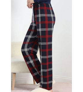 %100 Pamuk Kadın Kareli Rahat Pijama Altı - B28 (Lacivert)