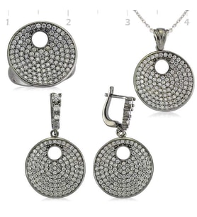 Gümüş Zirkon Taşlı Yuvarlak Bayan Set