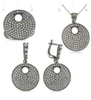 Gümüş Zirkon Taşlı Yuvarlak Bayan Set