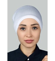 Hazır Pratik Geçmeli Lastikli Tesettür Bone (Beyaz)