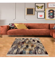Batik Desenli Renk Geçişli Dijital Baskı Yıkanabilir Kaymaz Taban Salon Halısı ve Yolluk (Kahverengi)