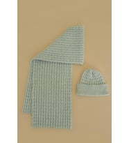 Chuba Çocuk Saç Örgü Yumuşak Tuşe Triko Atkı Bere Takımı 7-9 & 10-12 Yaş Mint CHKIDS103 (Mint Yeşili)