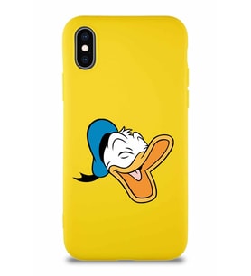 Apple iPhone X Soft Premier Kapak Donald Duck-E Tasarımlı Silikon Kılıf - Sarı (Şeffaf)