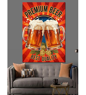 Premium Bira Kadehi Reklamı Dekoratif Kanvas - Mdf Ahşap Tablo