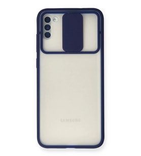 Newface Samsung Galaxy A11 Kılıf Palm Buzlu Kamera Sürgülü Silikon - Lacivert