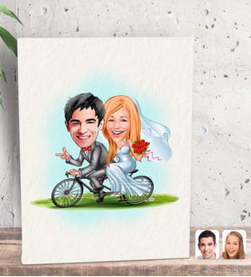 BK Gift Kişiye Özel Evleniyoruz Karikatürlü Dekoratif Mini Kanvas Tablo 15x20cm-3
