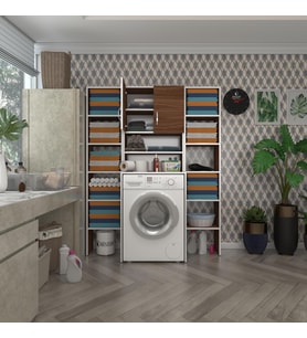 Kenzlife çamaşır makinesi dolabı hayzummaksduble cvz 180*126*55 banyo kiler çift kapaklı arkalıklı (Karışık)