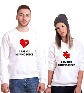 Tshirthane Missing Piece Sevgili Kombinleri Sweatshirt Kombini (Tek Ürün Fiyatıdır.)