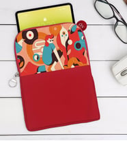 BK Gift Modern Soyut Tasarımlı Taşınabilir Koruyucu Tablet Kılıfı & Organizer Çanta - Kırmızı-6