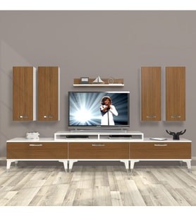 Decoraktiv Ekoflex 8D Slm Silver Tv Ünitesi Tv Sehpası - Beyaz Ceviz (Beyaz - Ceviz)