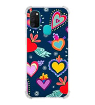 PrintiFy Samsung Galaxy M30S Uyumlu Retro Color 3 Baskılı Şeffaf Köşe Korumalı Antişok Kılıf