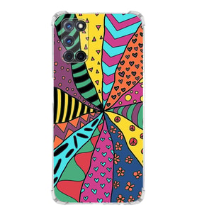 PrintiFy Oppo A72 Uyumlu Retro Color 4 Baskılı Şeffaf Köşe Korumalı Antişok Kılıf