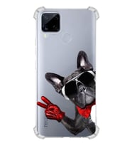 PrintiFy Oppo Realme C15 ile Uyumlu Köpek 2 Kamera Korumalı Şeffaf Kılıf
