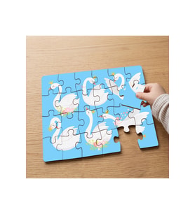 Sevimli Kuğular Tasarımlı 24 Parça Ahşap Çocuk Puzzle MPK0401