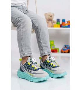 Marcokids Gri-Lacivert Dar Kalıp Erkek Çocuk Spor Ayakkabı 26Y517 P