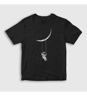Presmono Unisex Çocuk Siyah Swing Astronaut Space Astronot Uzay T-Shirt 284089tt