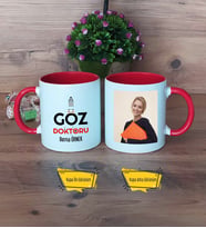 Göz Doktoru Kupa Bardak Kırmızı Fotoğraflı Tıp Bayramı Hediyesi