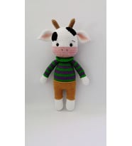 Pembe Suratlı Sevimli İnek Amigurumi Organik Oyuncak