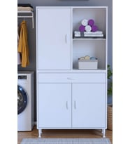 Eliusta Rivo 4 Raflı Banyo/Mutfak Dolabı 90 cm Beyaz Renkli  Çok Amaçlı Dolap 90x173x32,5 cm Ebatlarında