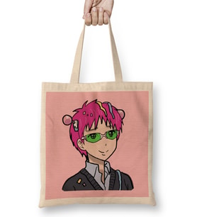 Saiki K Saiki Kusuo With Logo Bez Çanta Uzun Saplı