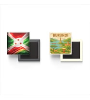 Buzdolap Magnetleri - Burundi Bayrağı ve Paper Cut Tema - 2'li Set Magneti